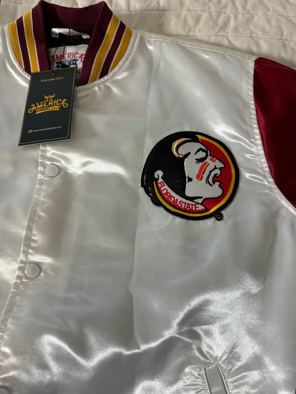 Florida State Seminoles Garnet and Gold Varsity Jacket — Size Large - Picture 7 of 11